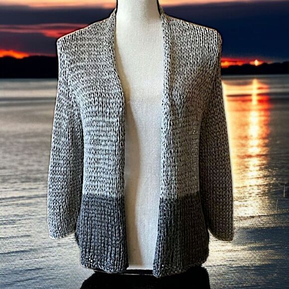 Eileen Fisher Italian Yarn Cardigan L Open Knit Quiet Luxury Old Money Capsule. - Picture 1 of 13